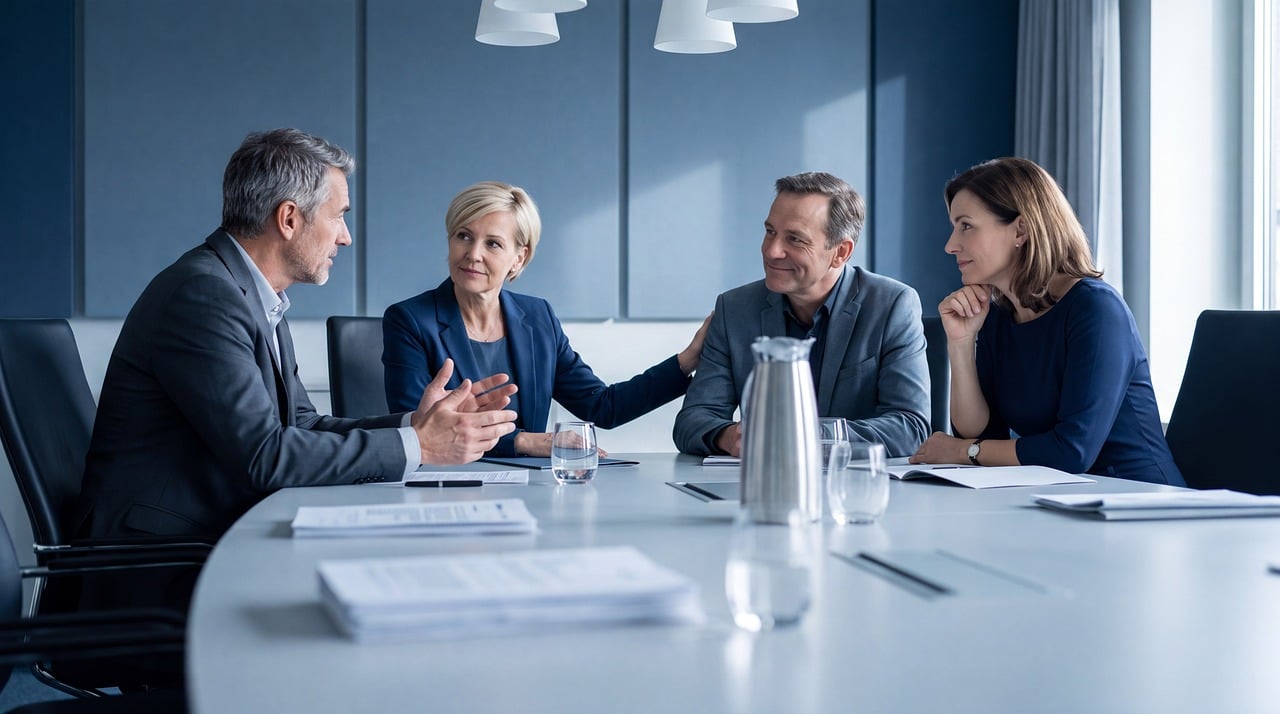 Client and advisor meeting in an office